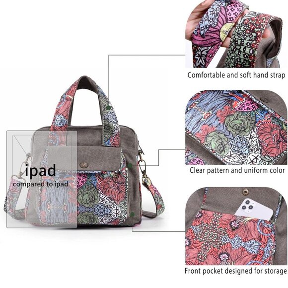 Chic Grey Canvas Shoulder Bag for Women - Lightweight & Stylish Crossbody - Picture 3 of 6